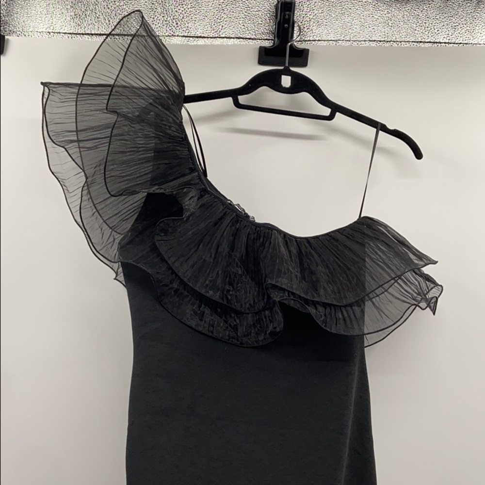 Zara organza asymmetrical black mini dress - Picture 4 of 16